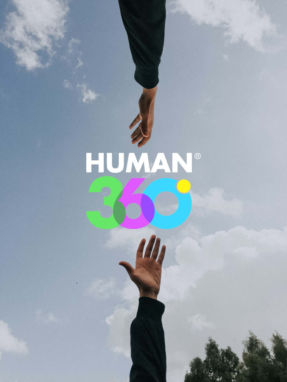 Due mani che stanno per toccarsi con al centro il logo Human 360